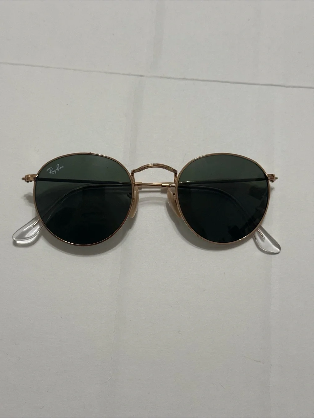 Ray-Ban RB3447 Round Metal Gold Frame Sunglasses with Green Classic G-15 Lenses